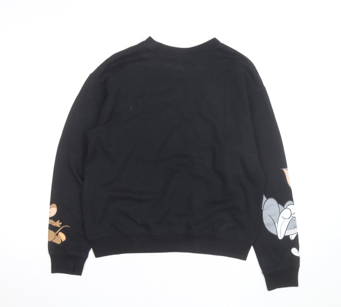 Tom and Jerry Mens Black M Crew Neck Graphic Print Sweatshirt