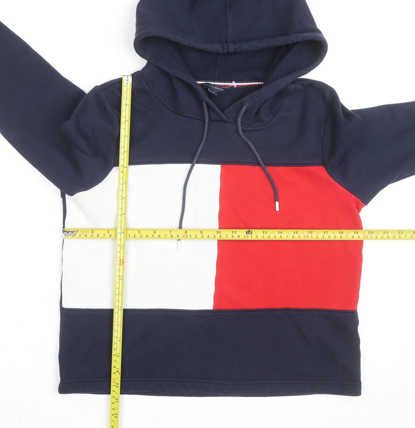 Tommy Hilfiger Boys Blue Colourblock Pullover Hoodie Size S