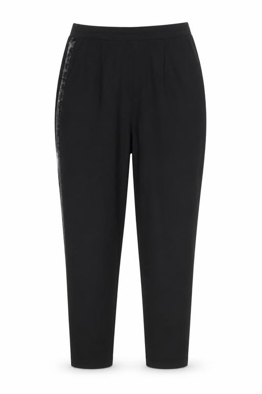 Oasis Women Black Size 8 Tapered Sequin Trim Trousers