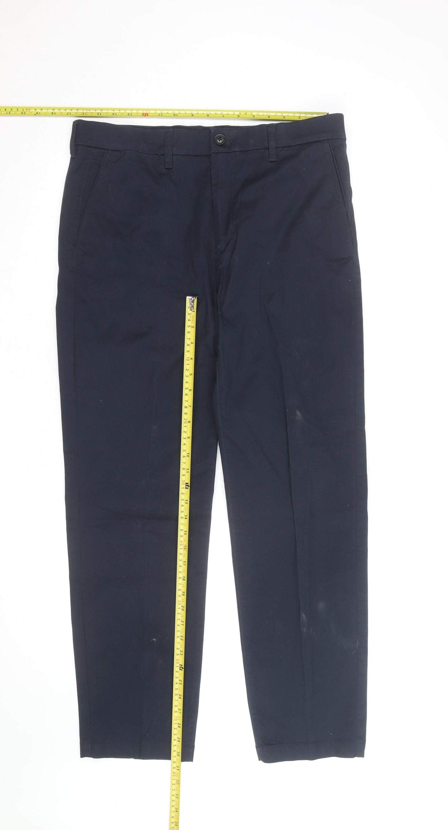 Marks and Spencer Men's Blue Chino Trousers 36W 31L Regular Fit