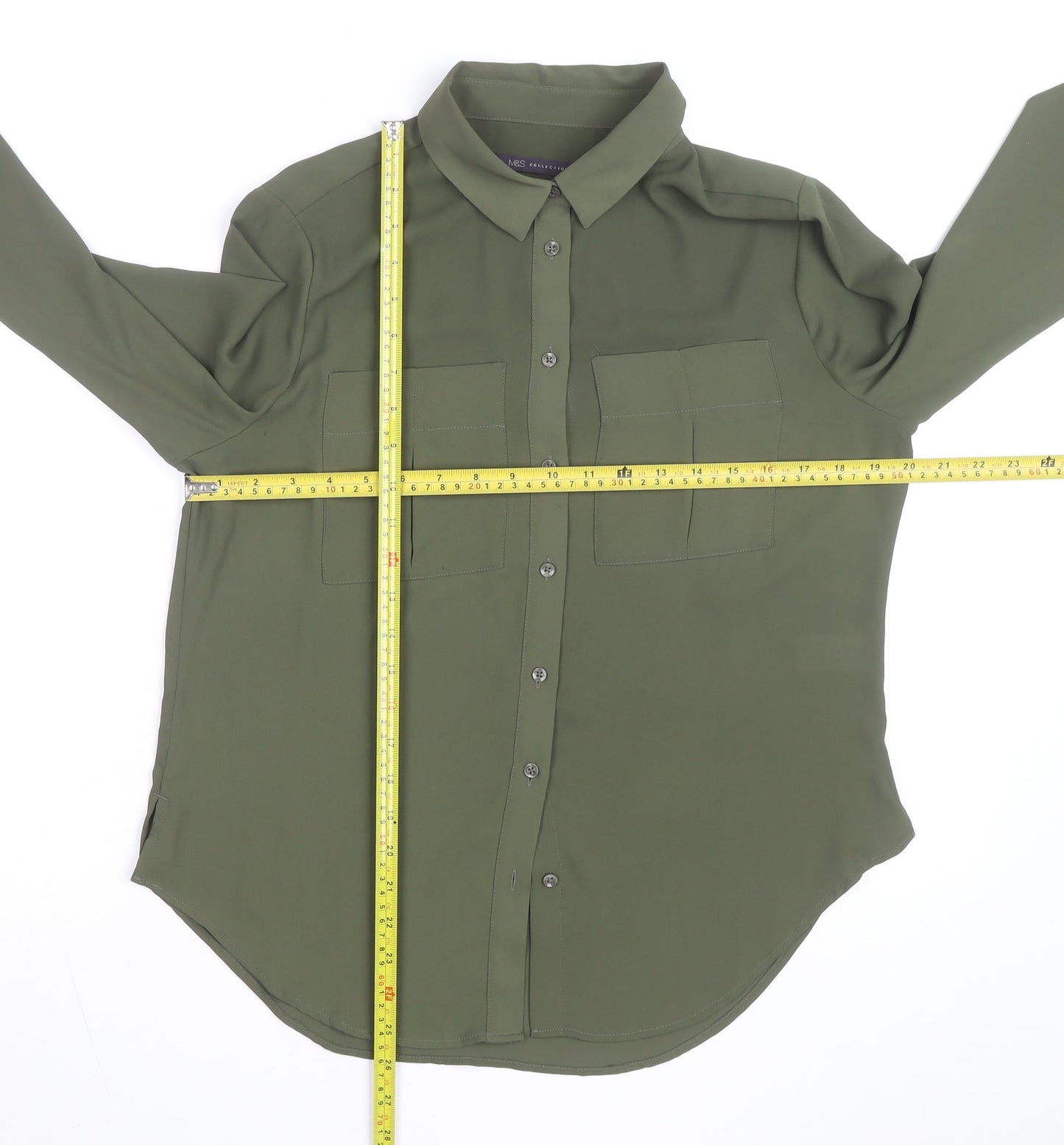 Marks and Spencer Women Green Size 10 Polyester Shirt