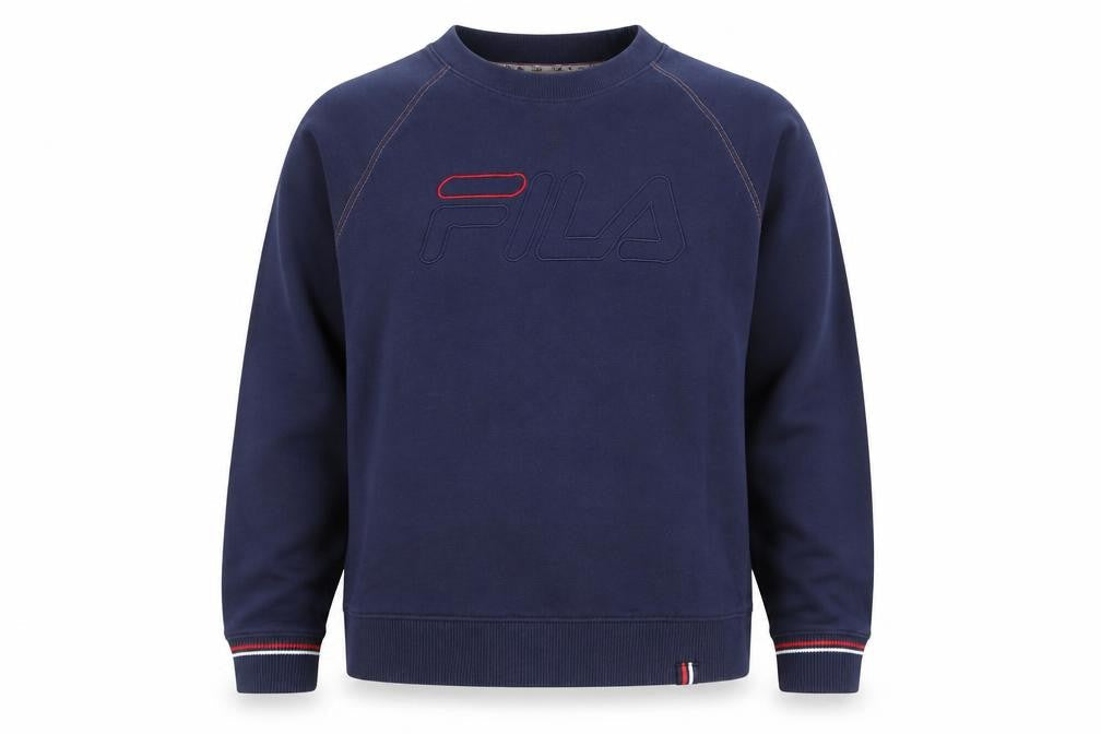 Fila Men's Blue Logo Crew Neck Pullover Sweatshirt Size M