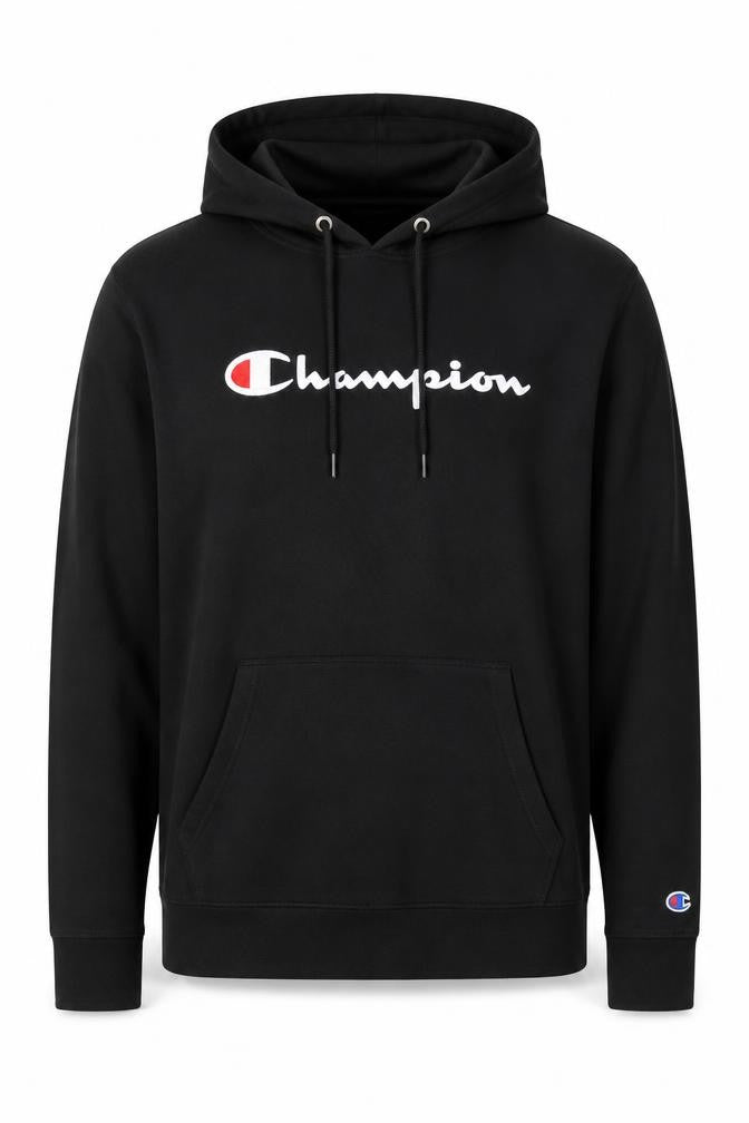Champion Men’s Black Pullover Hoodie Medium Cotton Logo Sportswear