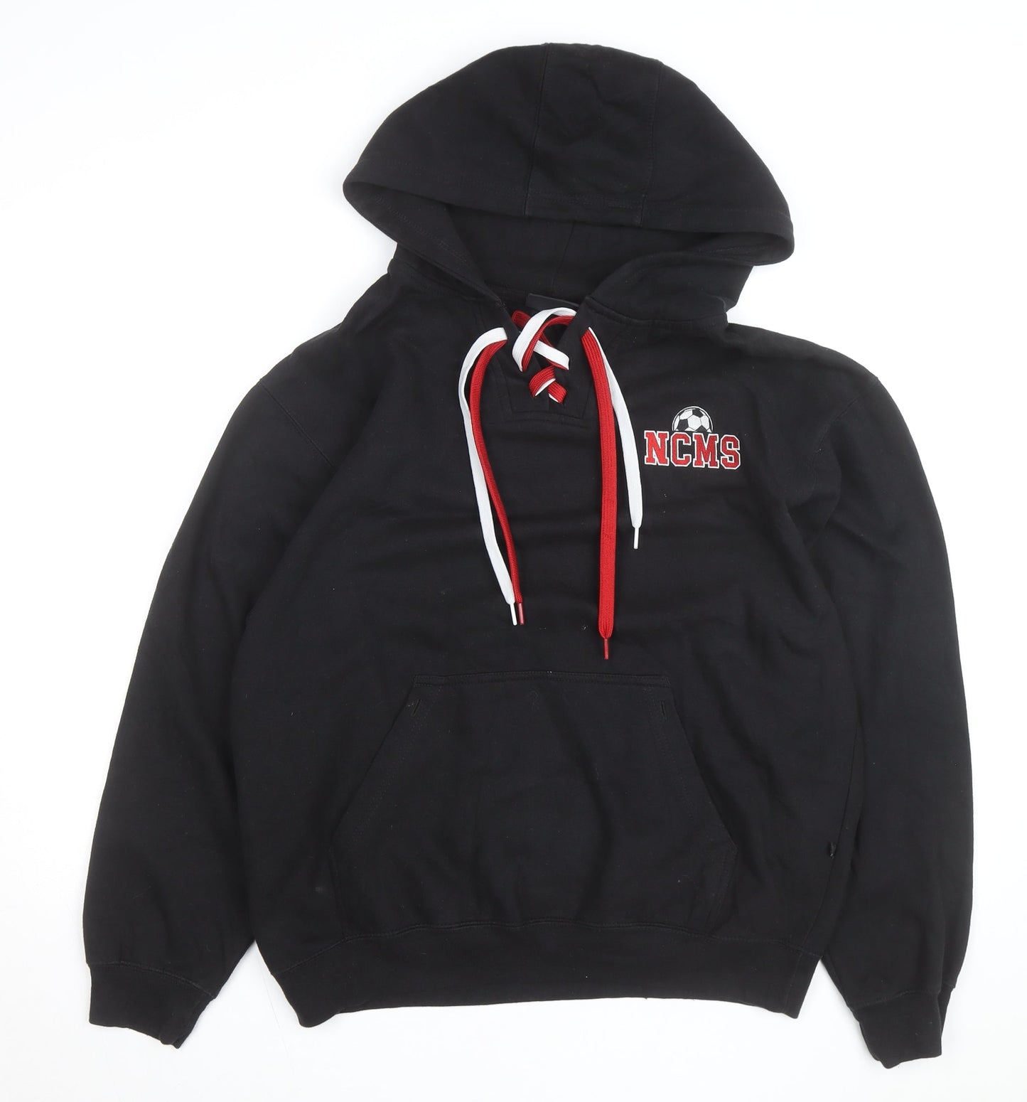 Pennant Men's Black M Pullover Hoodie with Red Lace Detail