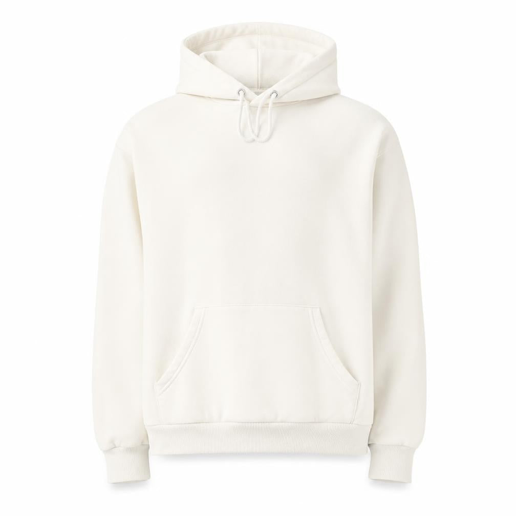 Monki Unisex Ivory Pullover Hoodie XS Fleece Cotton Blend