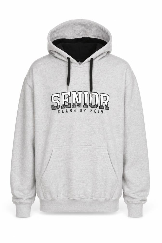 Team Clothing Men's Grey Pullover Hoodie Small - Senior Class of 2019 Graphic Print