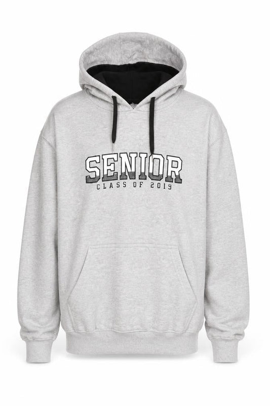 Team Clothing Men's Grey Pullover Hoodie Small - Senior Class of 2019 Graphic Print