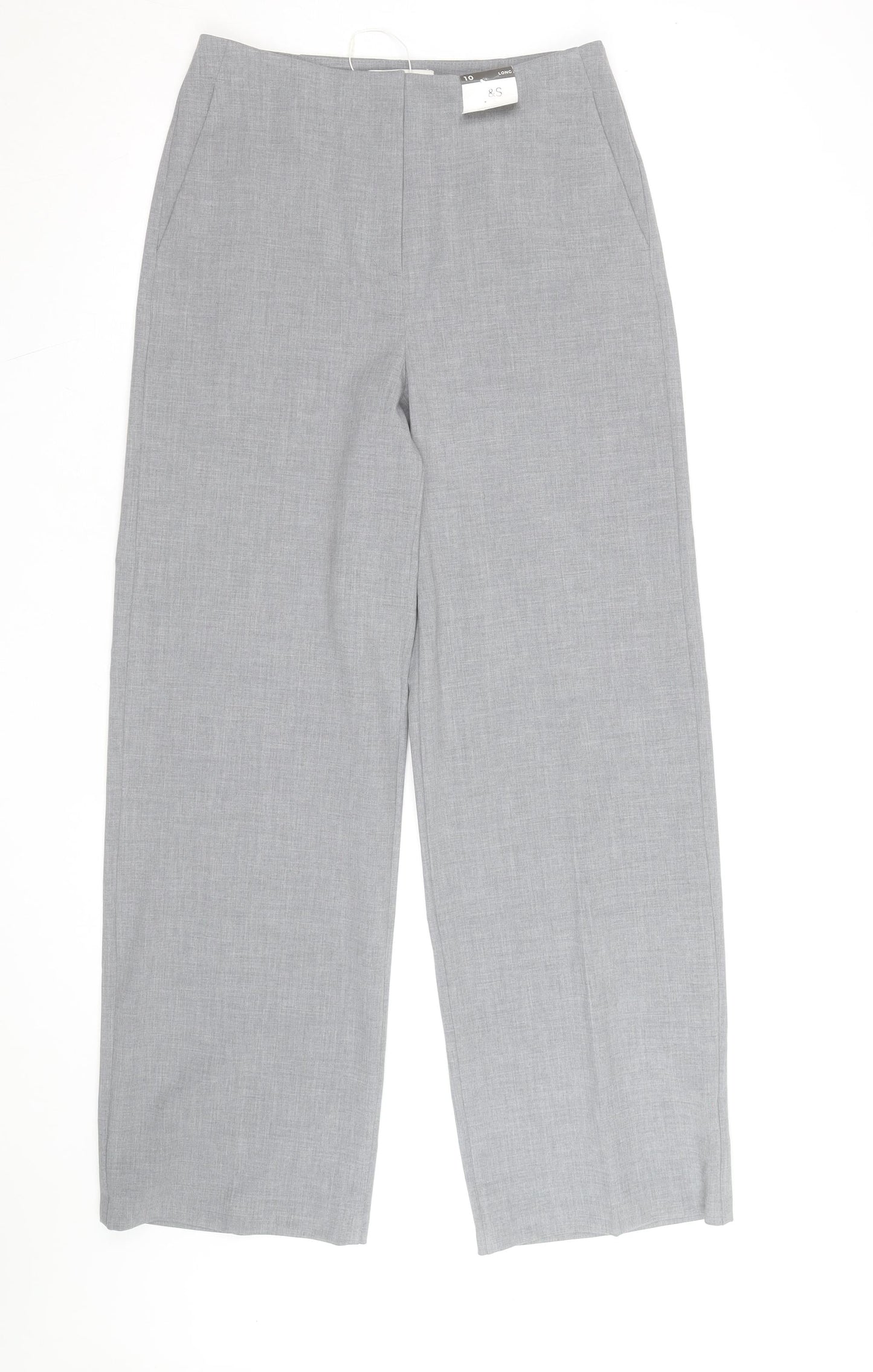 Marks and Spencer Women’s Grey Wide-Leg Dress Pants Size 10 Long