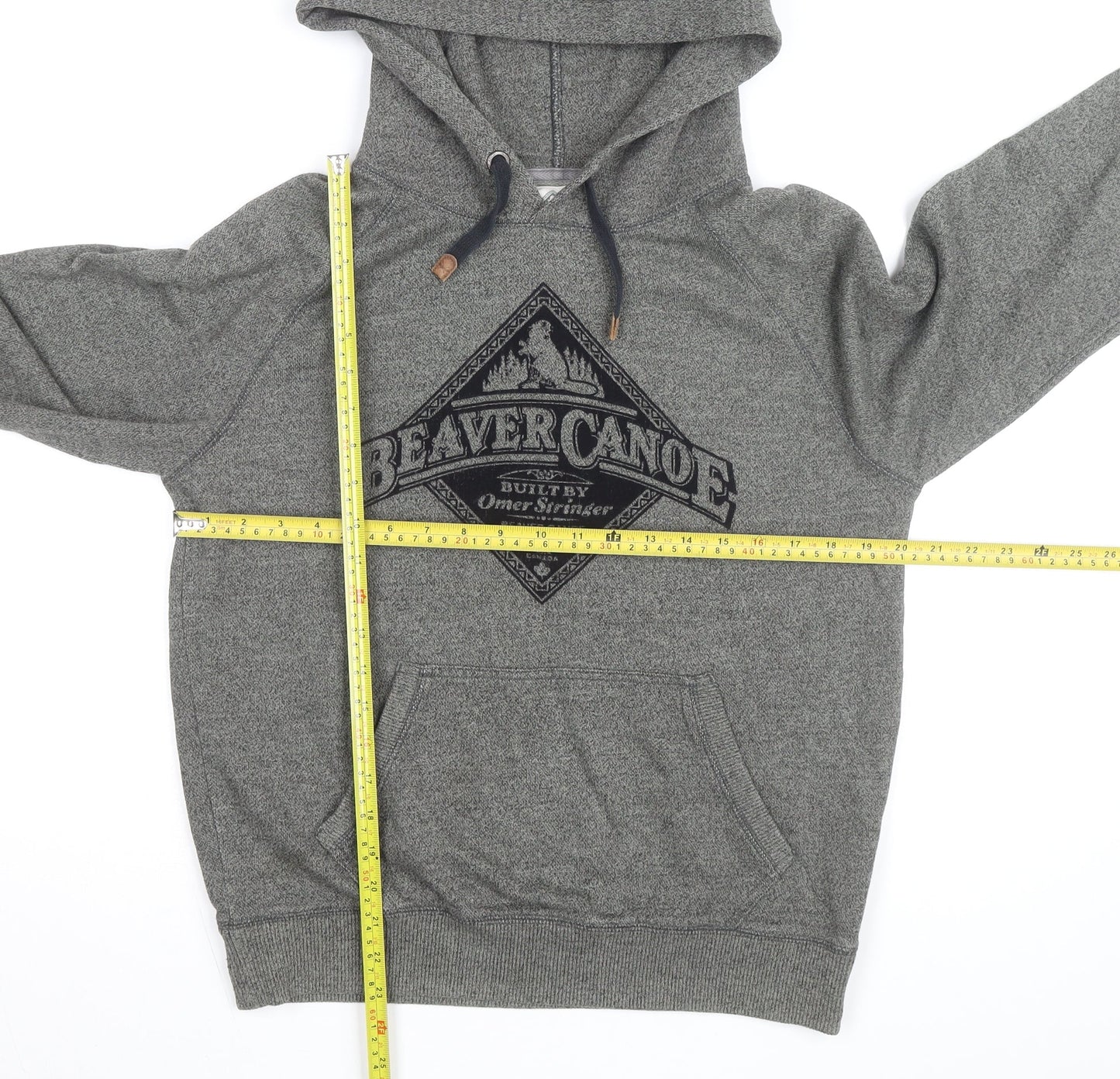 Beaver Canoe Men's Grey Pullover Hoodie Medium Fleece Logo Outdoor