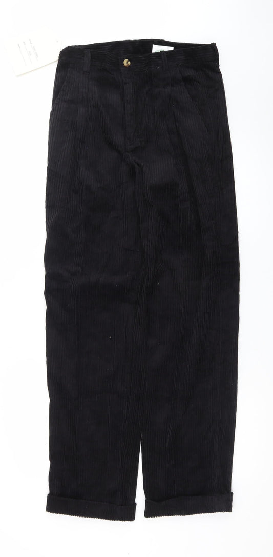 Club Montana Men's Black Corduroy Pleated Trousers Size 32x33