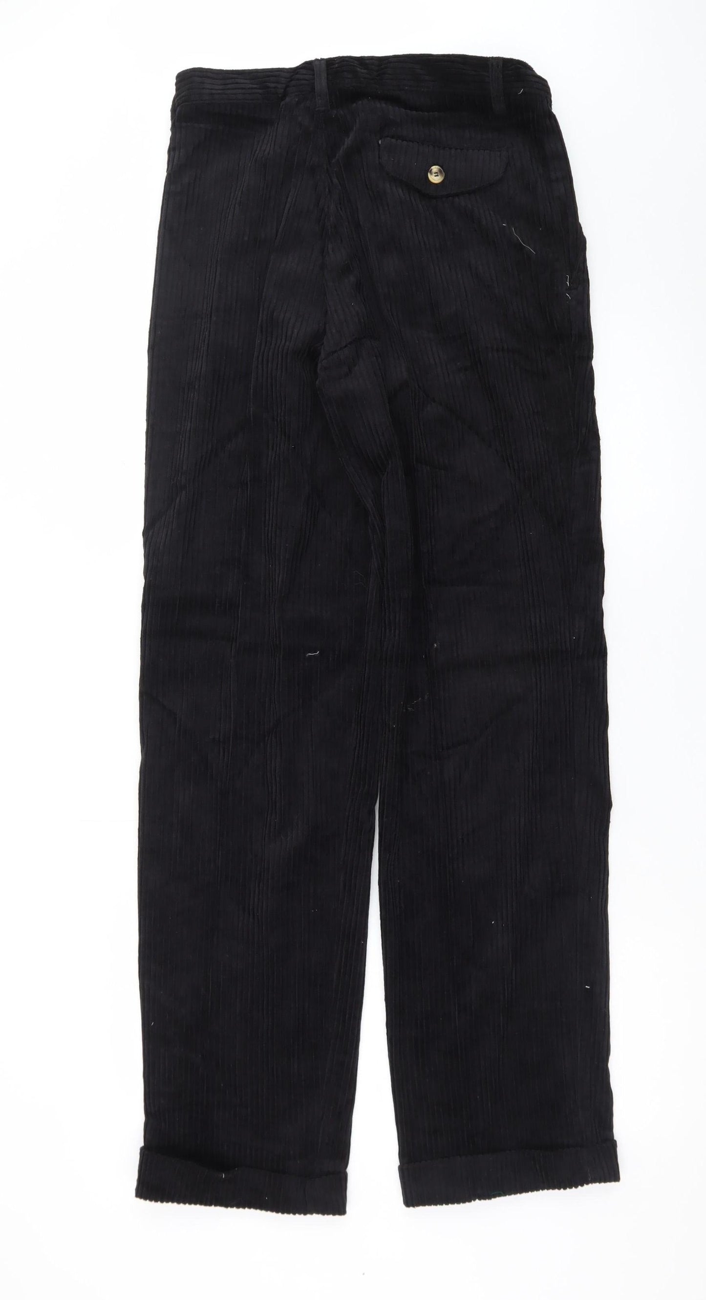 Club Montana Men's Black Corduroy Pleated Trousers Size 32x33