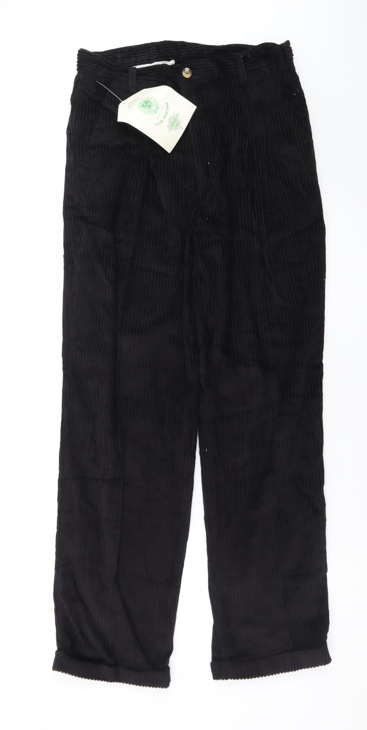 Club Montana Men's Black Corduroy Trousers 32x31 Regular Fit