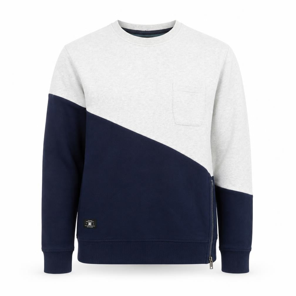 DC Men's Grey Blue Colour Block Pullover Sweatshirt Size S Zip Accent