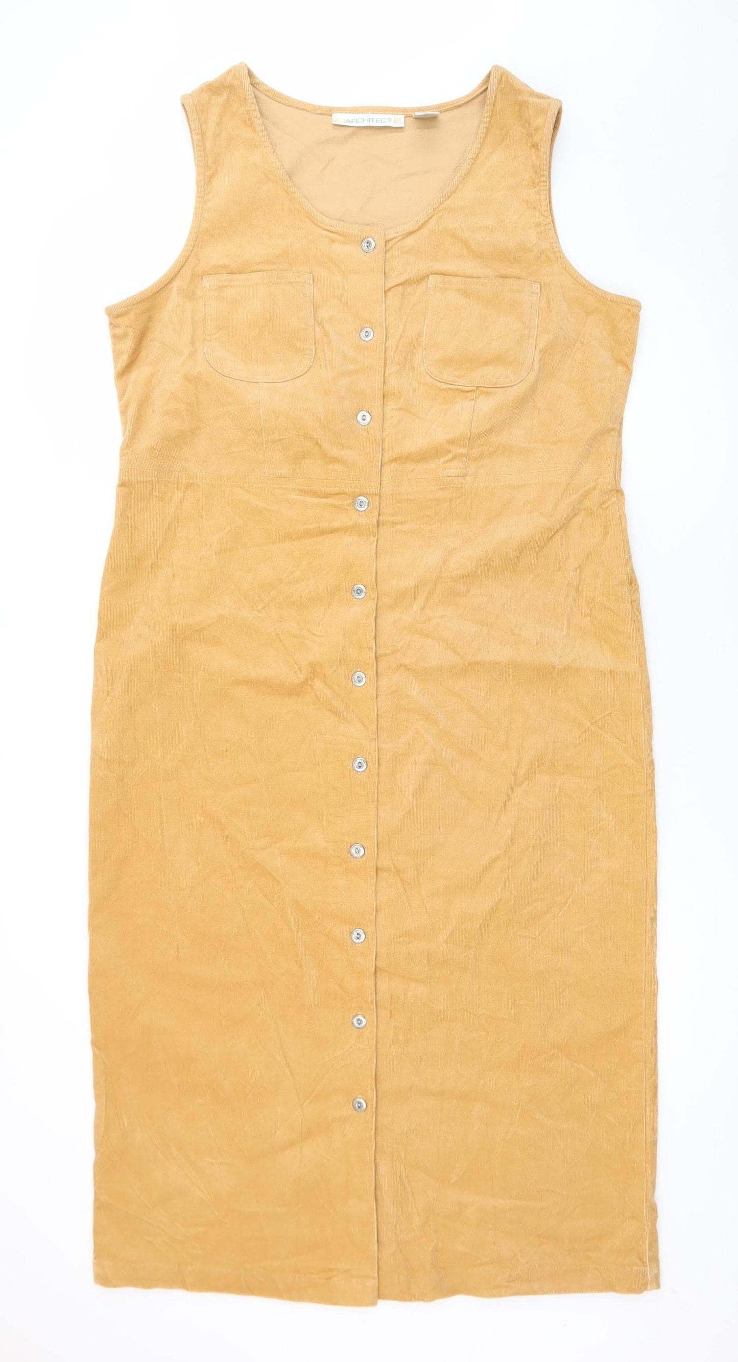 Architect Women’s Beige Corduroy Button Pinafore Dress L
