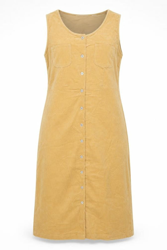 Architect Women’s Beige Corduroy Button Pinafore Dress L