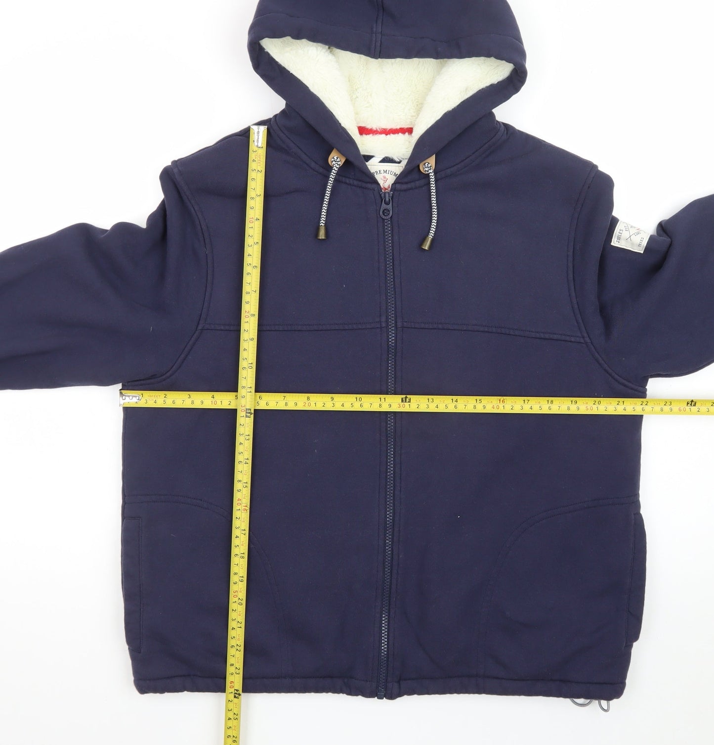 Joules Mens Blue Full Zip Hoodie Lined Cotton Hoodie Size L