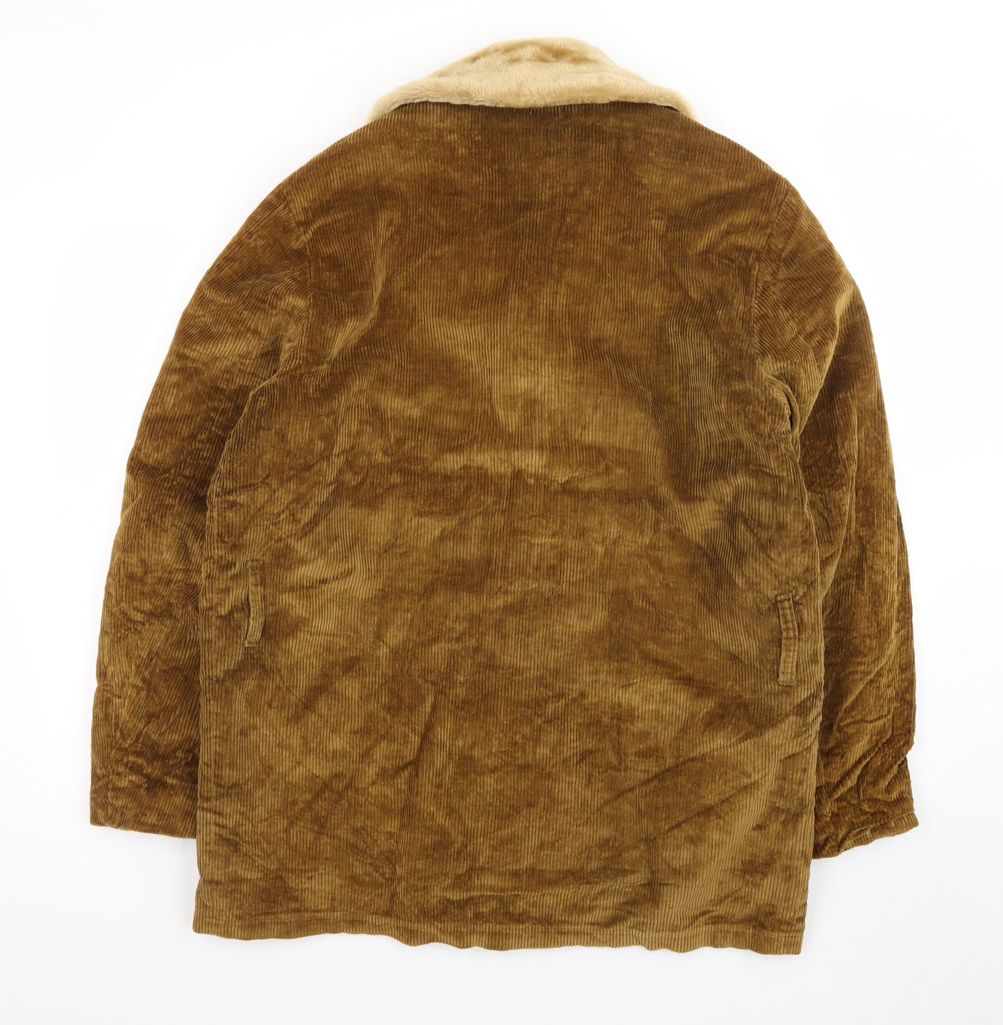 Shanhouse Men’s Brown Corduroy Faux Fur Lined Overcoat Size 40