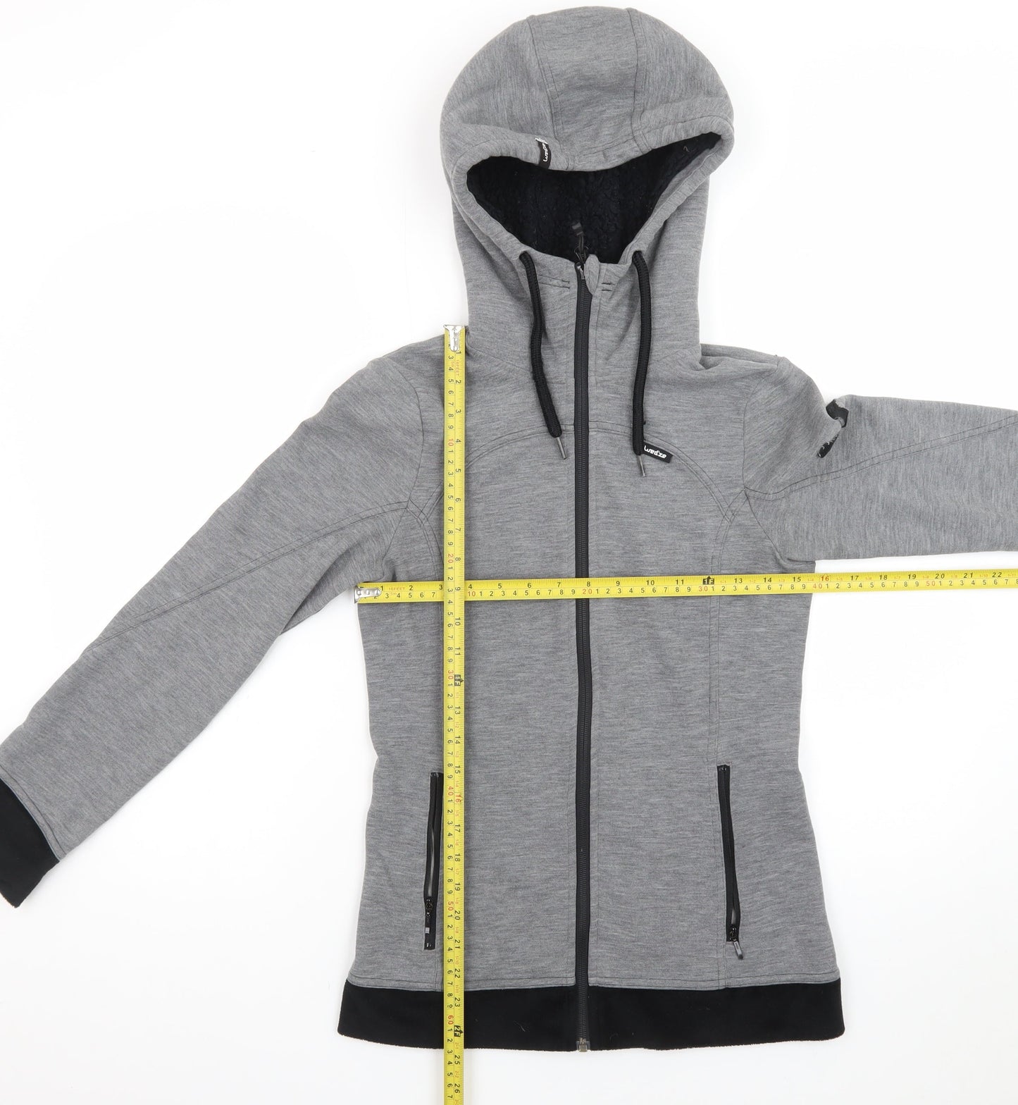 Wedze Men's Grey Full Zip Hoodie XS Winter Fleece