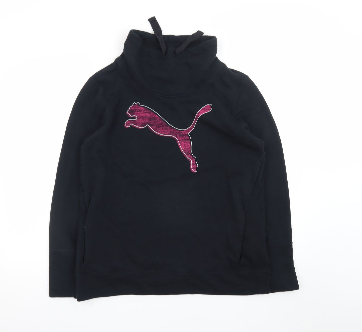 Puma Womens Black Size 16 Pullover Sweatshirt with Pink Logo