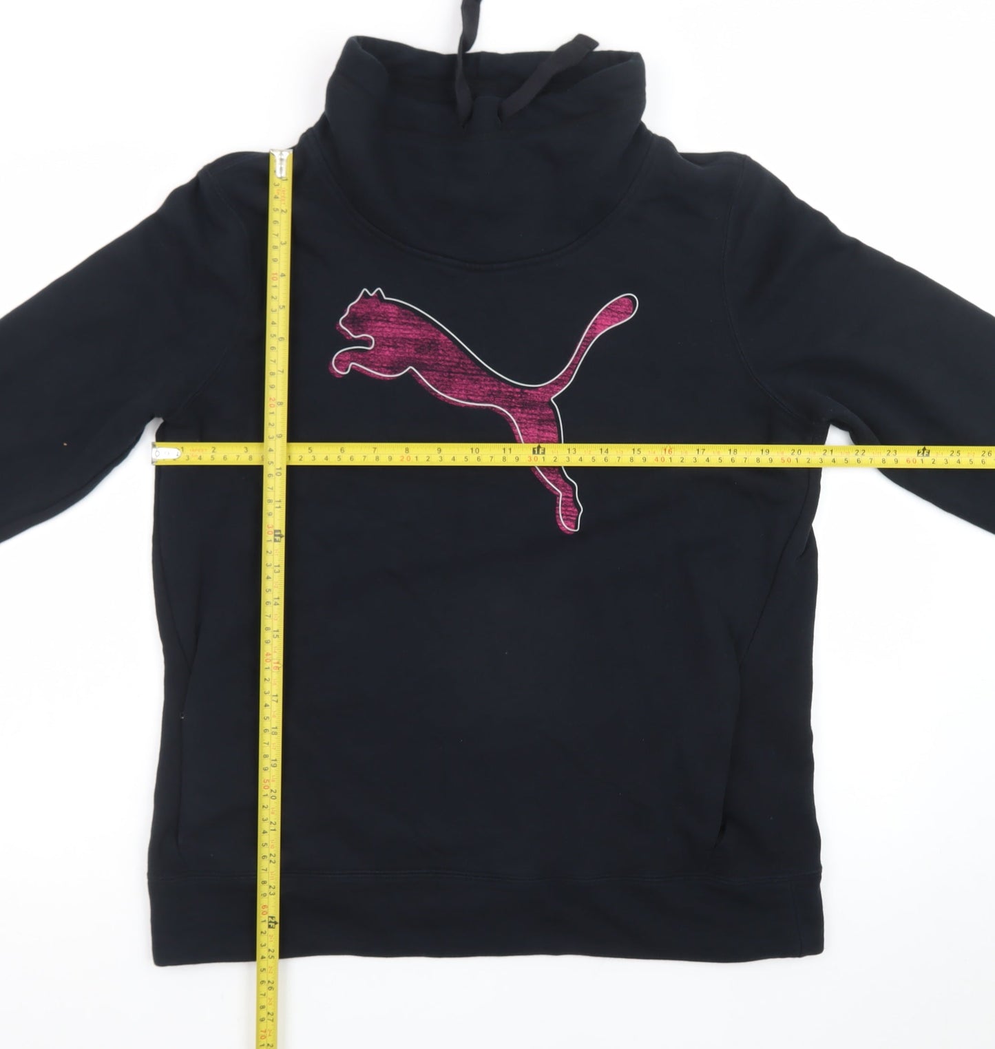 Puma Womens Black Size 16 Pullover Sweatshirt with Pink Logo