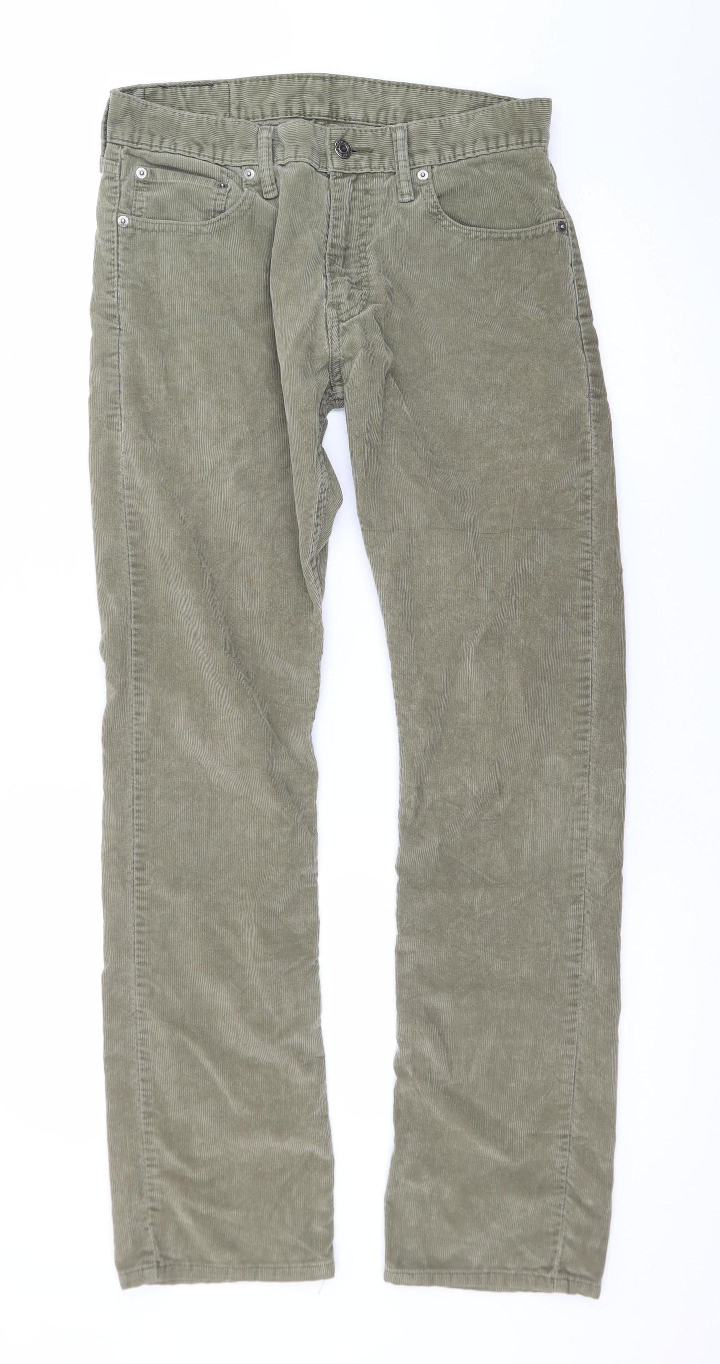 Levi's Men's Green Corduroy 514 Straight Trousers 30x32