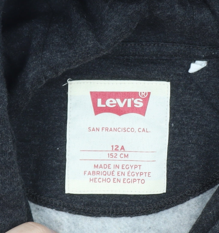 Levi's Boys Black Pullover Hoodie 12 Years Fleece Graphic Logo