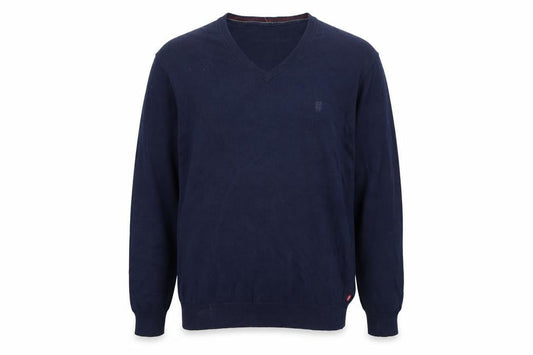 IZOD Men Blue Cotton V-Neck Pullover Jumper XL Classic Knit