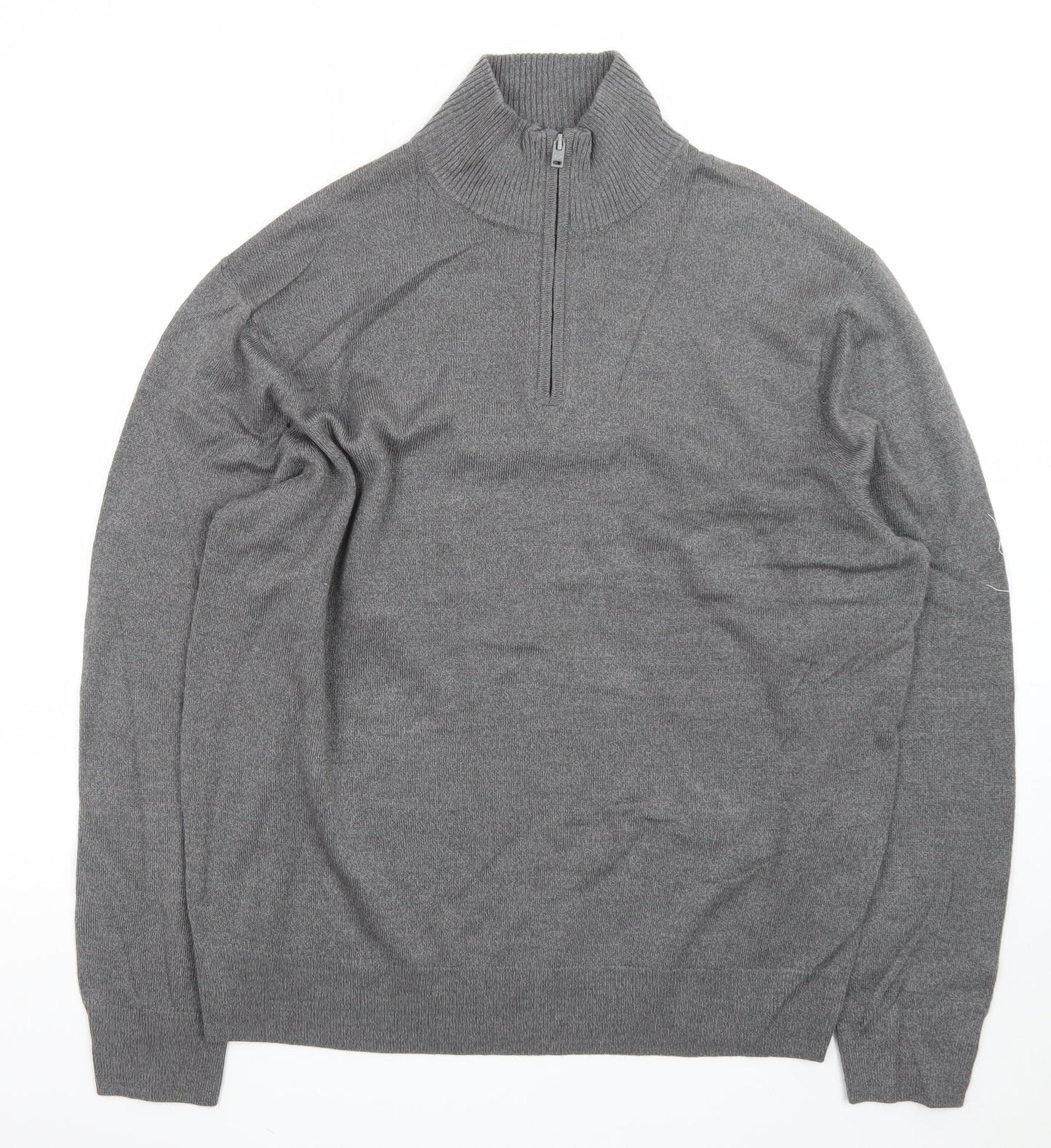Dockers Men’s Grey 1/4 Zip High Neck Knit Jumper Size L