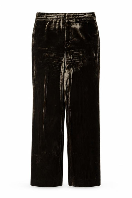 Zara Womens Brown Velvet Wide Leg Trousers Size L