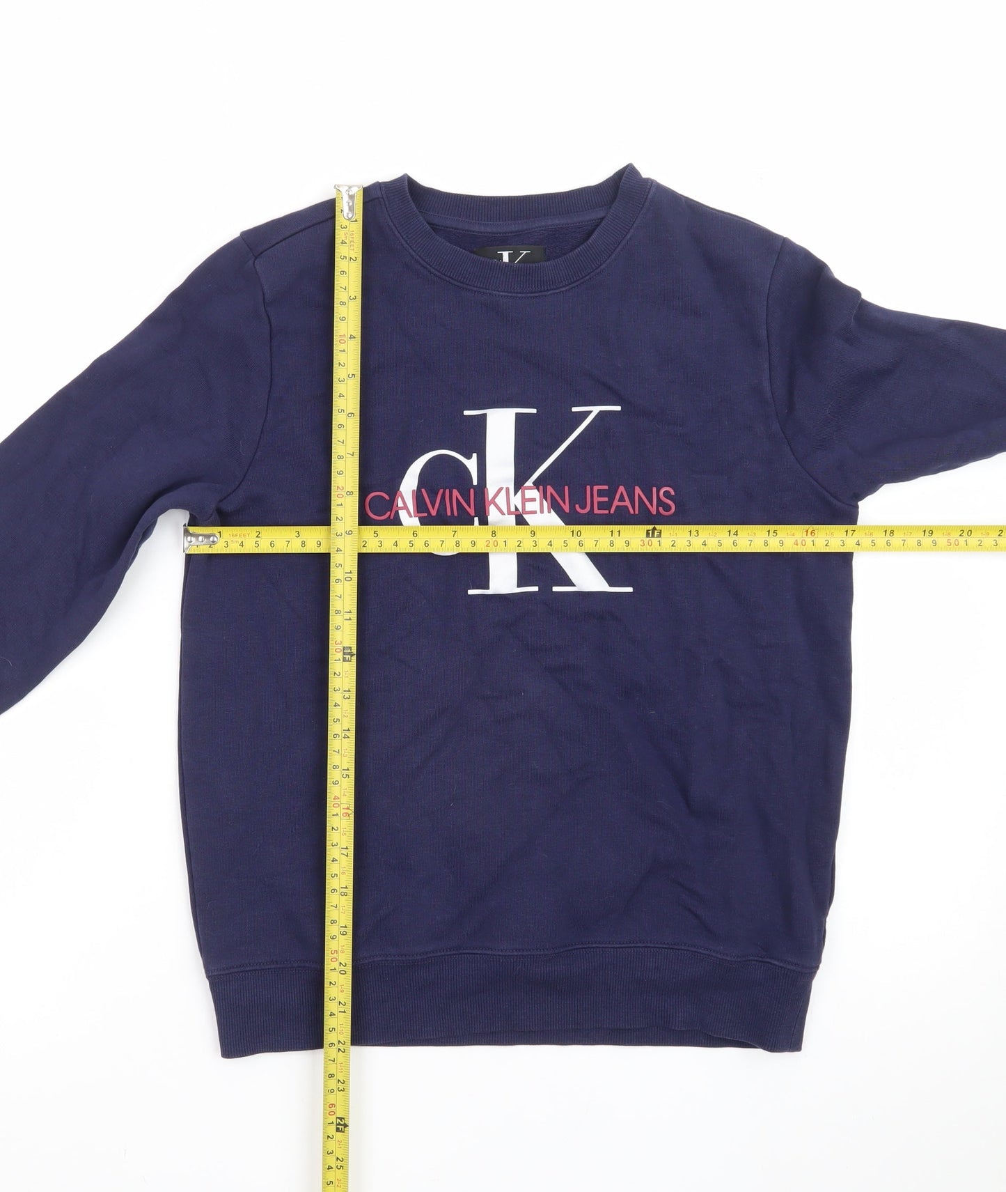 Calvin Klein Jeans Boys Blue Logo Pullover Sweatshirt Size 12 Years
