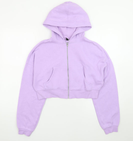 H&M Divided Womens Purple Full Zip Cropped Hoodie Size M