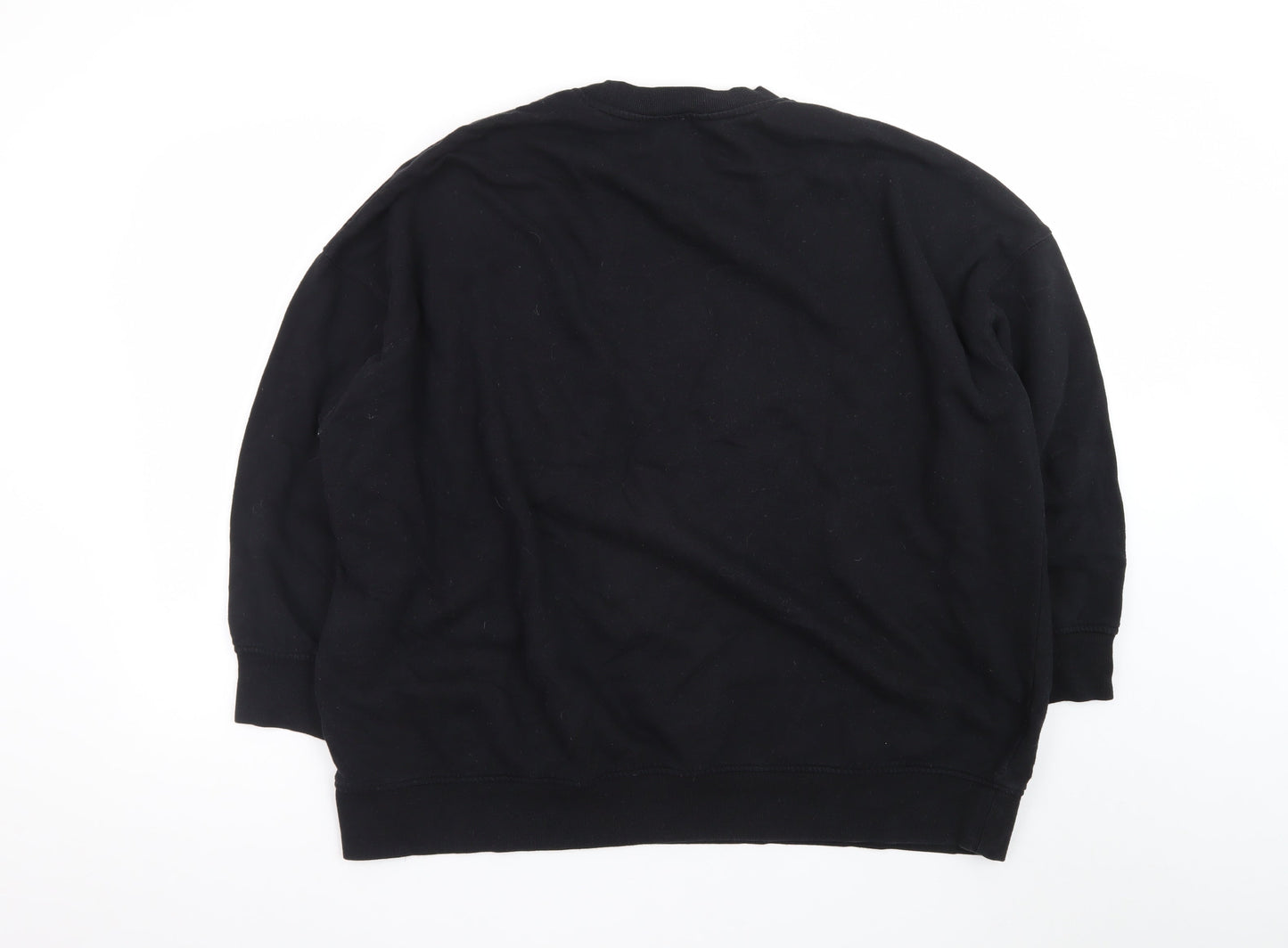 Monki Unisex Black L Pullover Crew Neck Cotton Sweatshirt