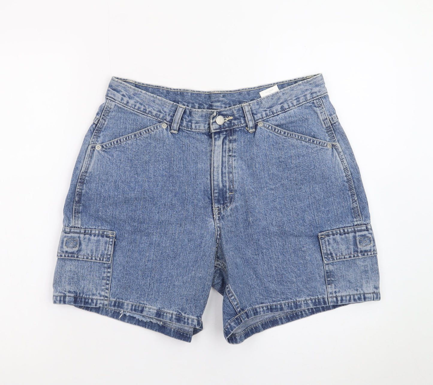 Riders Womens Blue Denim Cargo Shorts Size 10 Cotton Relaxed Fit