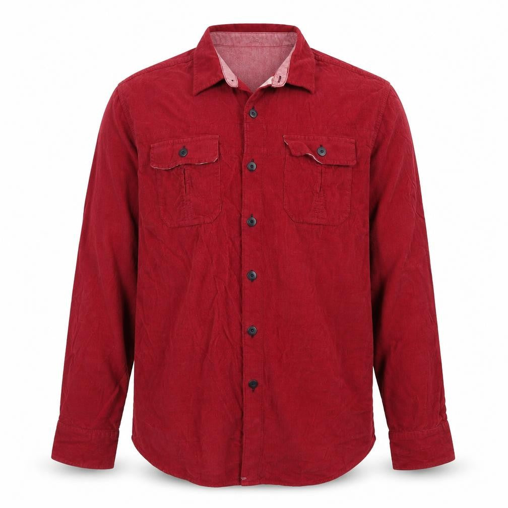 Tommy Bahama Men's Red Cotton Corduroy Long Sleeve Button-Up Shirt XL