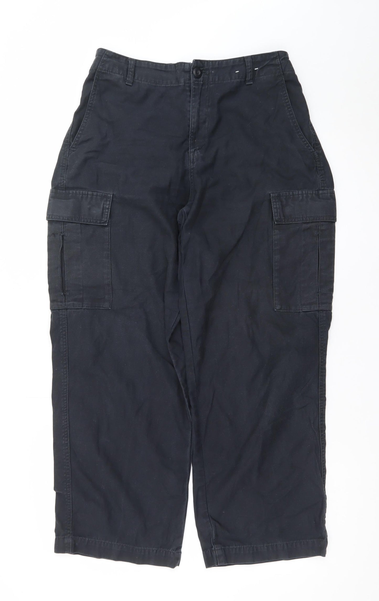 Uniqlo Men's Black Cargo Trousers L Regular Fit Cotton