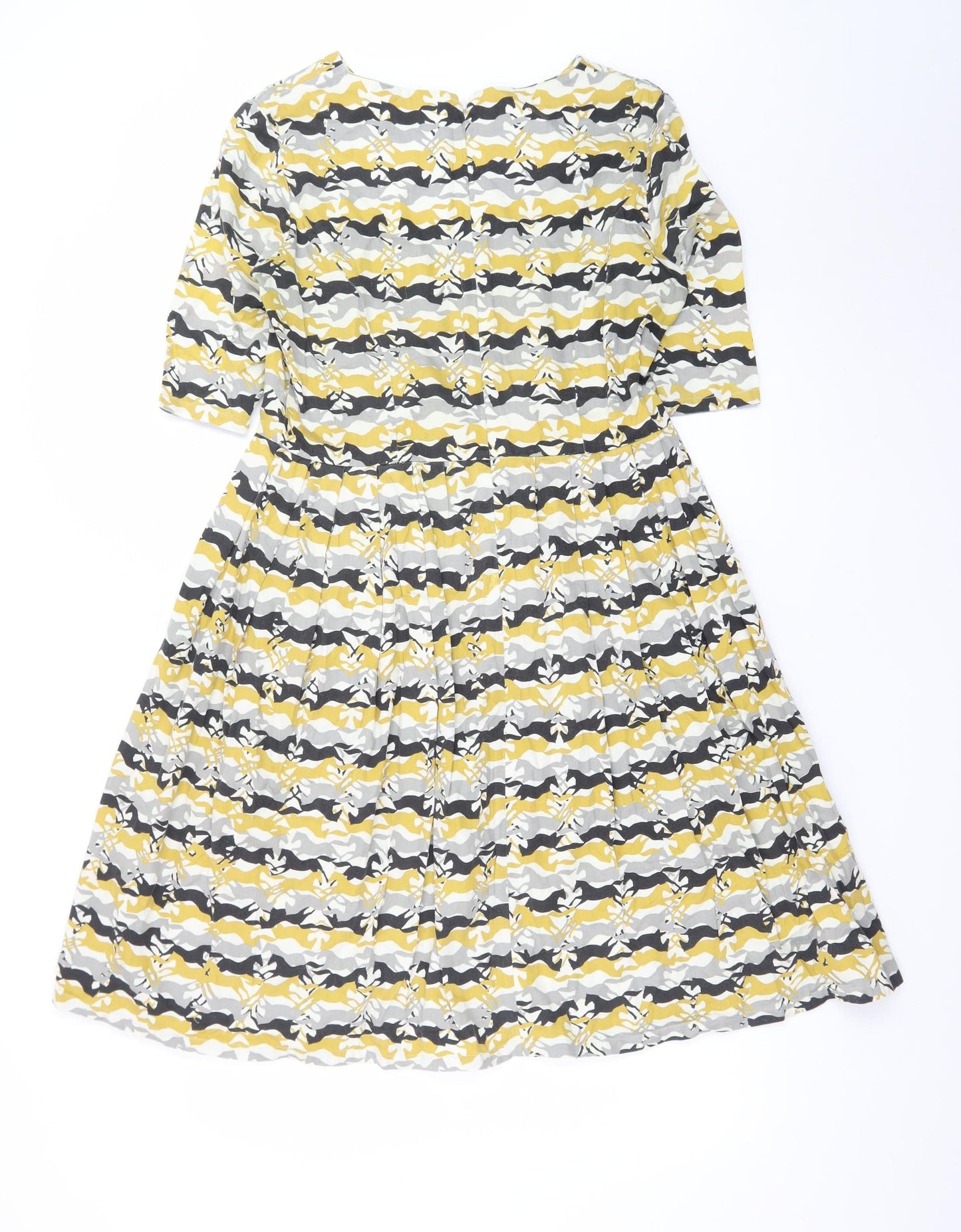 People Tree Women’s Yellow Fit & Flare Cotton Dress Size 12