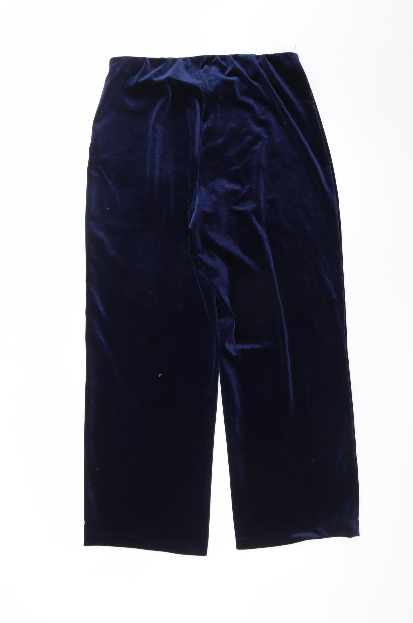 Bonmarché Women Blue Velvet Wide-Leg Trousers Size 12