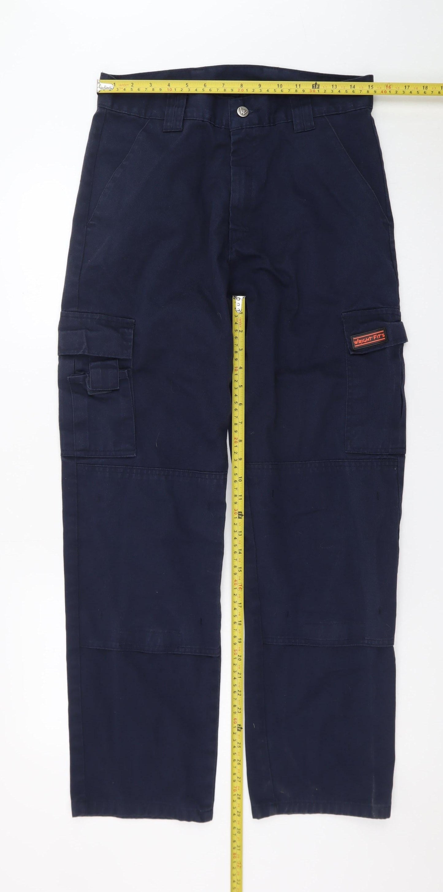 Wright Fits Men's Blue Cargo Work Trousers 30W 31L Cotton Regular Fit