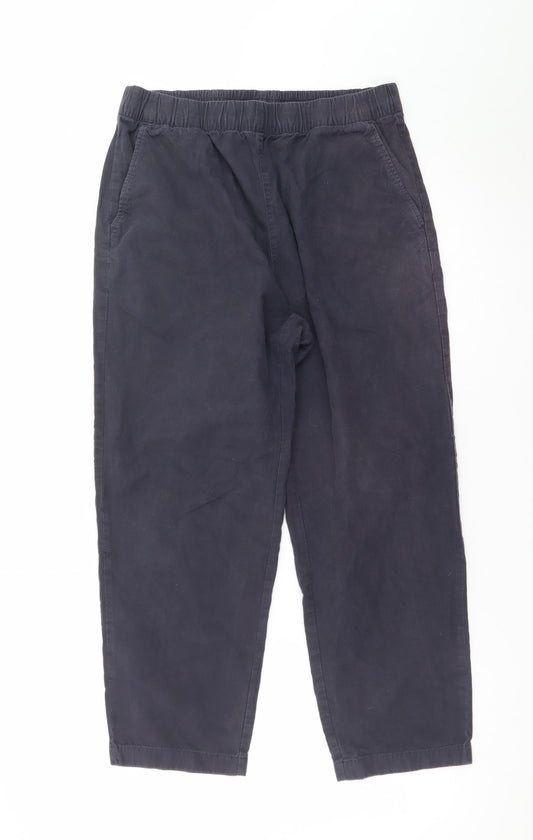 Uniqlo Men’s Black Cotton Chino Trousers L Elastic Waist Casual