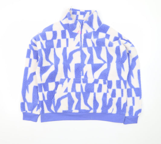 Dunnes Stores Women Blue & White Fleece Pullover Sweatshirt Small