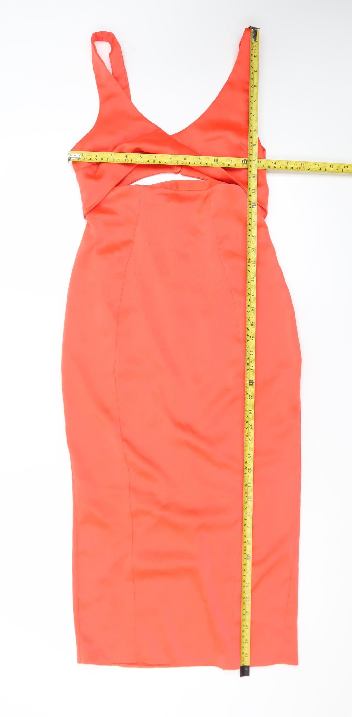 ASOS Women’s Orange Size 8 Bodycon Midi Dress with Cut Out Detail