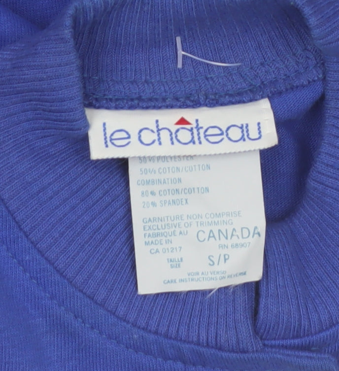 Le Chateau Women's Blue Cropped Button-Up Cotton Blend Jacket Size S