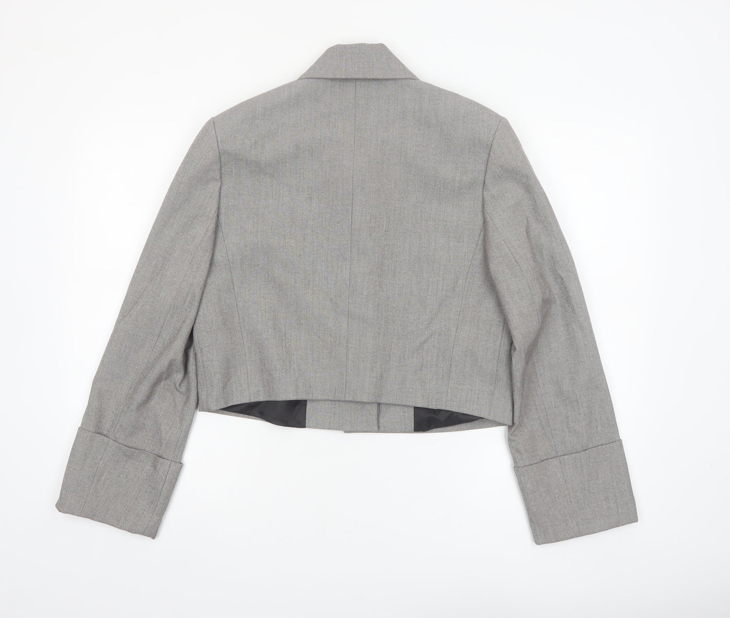 Mango Women's Grey Cropped Blazer Size M Regular Single-Breasted