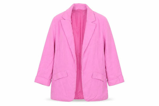 River Island Women Pink Size 8 Single-Breasted Long Blazer Jacket