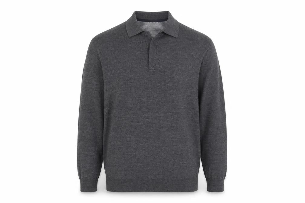Club Room Men's Grey XL Collared Merino Wool Henley Jumper