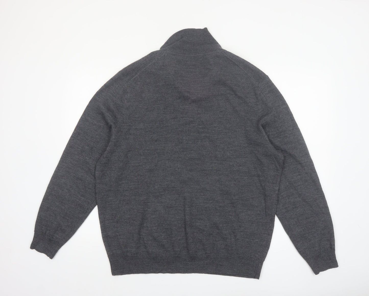 Club Room Men's Grey XL Collared Merino Wool Henley Jumper