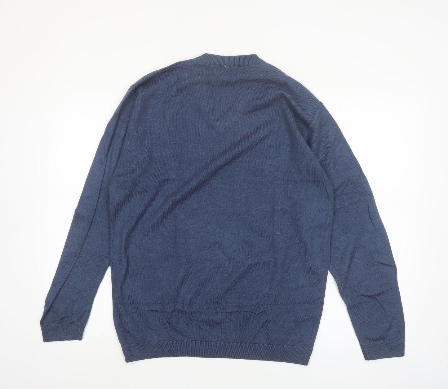 Kashmir Pure Pashmina Men's Blue V-Neck Cashmere Jumper S