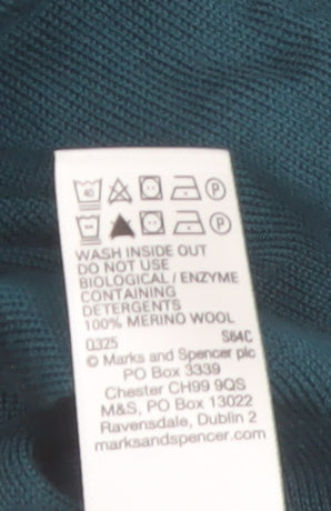 Marks and Spencer Men’s Green Merino Wool Collared Pullover Jumper S