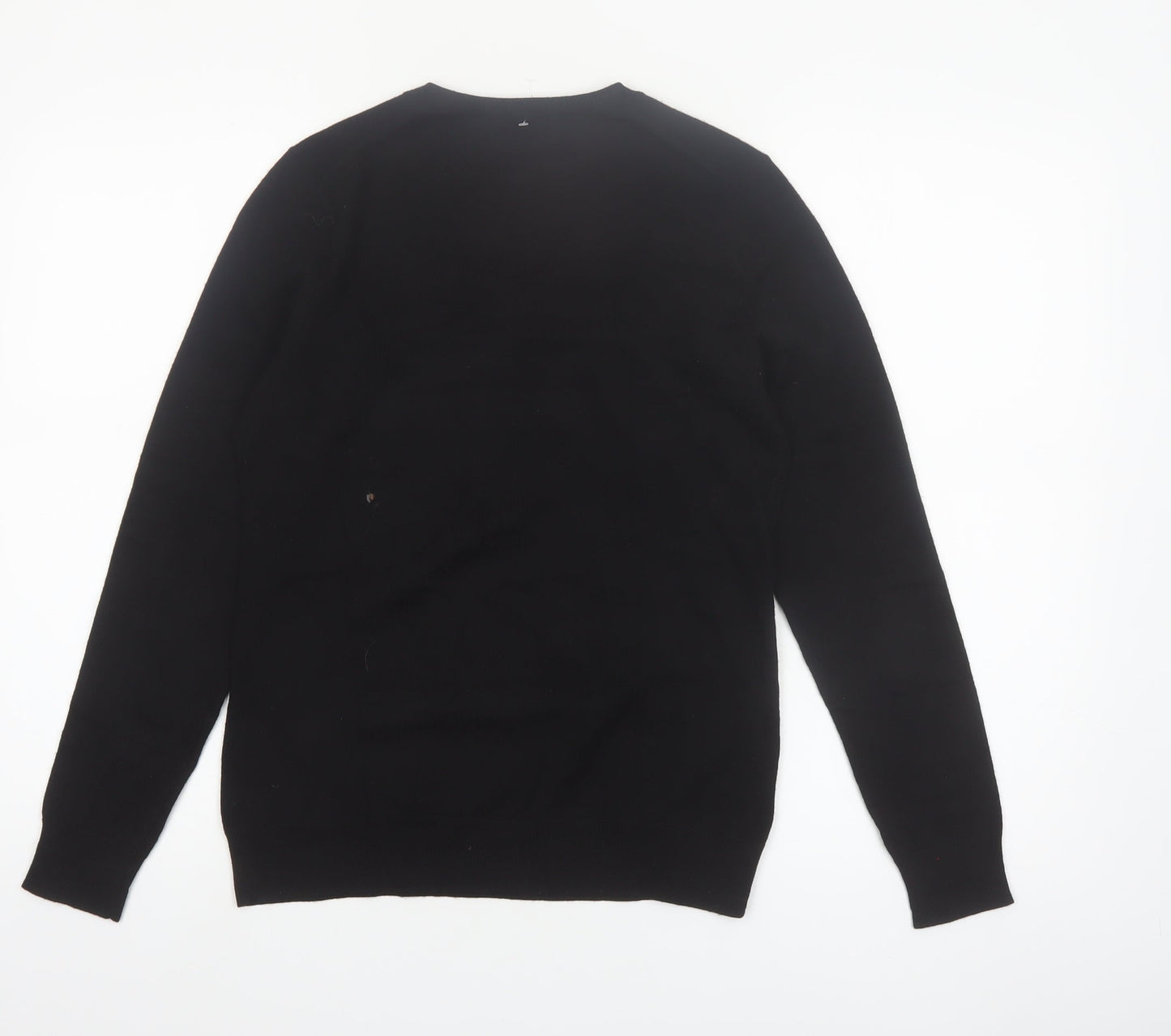 Lord & Taylor Women Black Small V-Neck Merino Wool Jumper