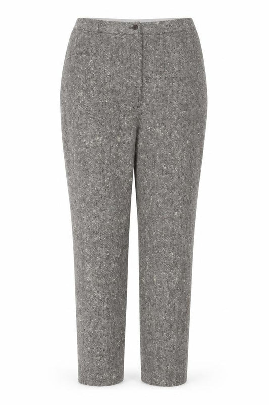 Bassonova Women’s Grey Tweed Wool Blend Straight Trousers Size 12